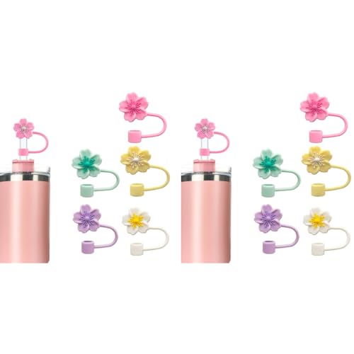 HASTHIP® 10PCS Flower Silicone Straw Caps for Stanley 30 40 Oz Cups Accessories Cherry Blossom Universal 10mm Covers for Glass Straws Dust-Proof Water Bottle HASTHIP® 10PCS Flower Silicone Straw Caps for Stanley 30 40 Oz Cups Accessories Cherry Blossom Universal 10mm Covers for Glass Straws Dust-Proof Water Bottle